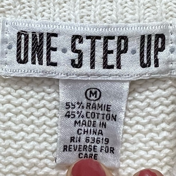 One Step Ahead White vintage Cardigan Sweater Medium - Picture 3 of 6